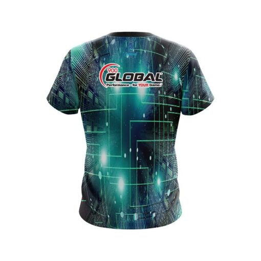 900 Global Motherboard Aqua CoolWick Bowling Jersey - Image 2