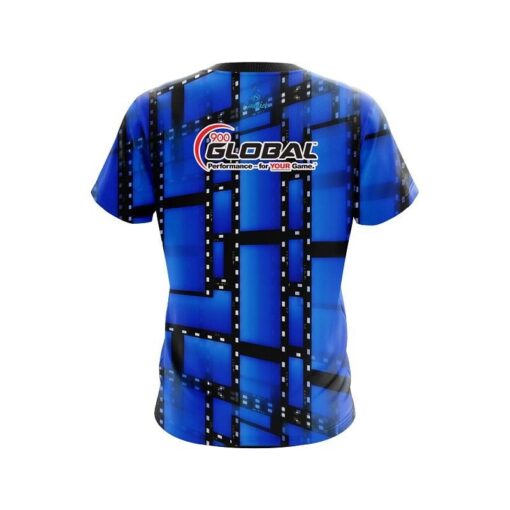 900 Global Movie Reel Blue CoolWick Bowling Jersey - Image 2