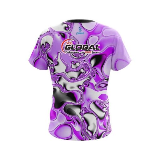 900 Global Purple And White Liquid Canvas CoolWick Bowling Jersey - Image 2