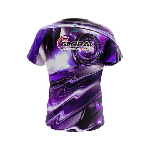 900 Global Purple Futuristic Plasma Waves CoolWick Bowling Jersey - Image 2