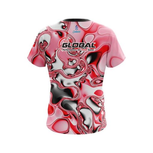 900 Global Red And White Liquid Canvas CoolWick Bowling Jersey - Image 2