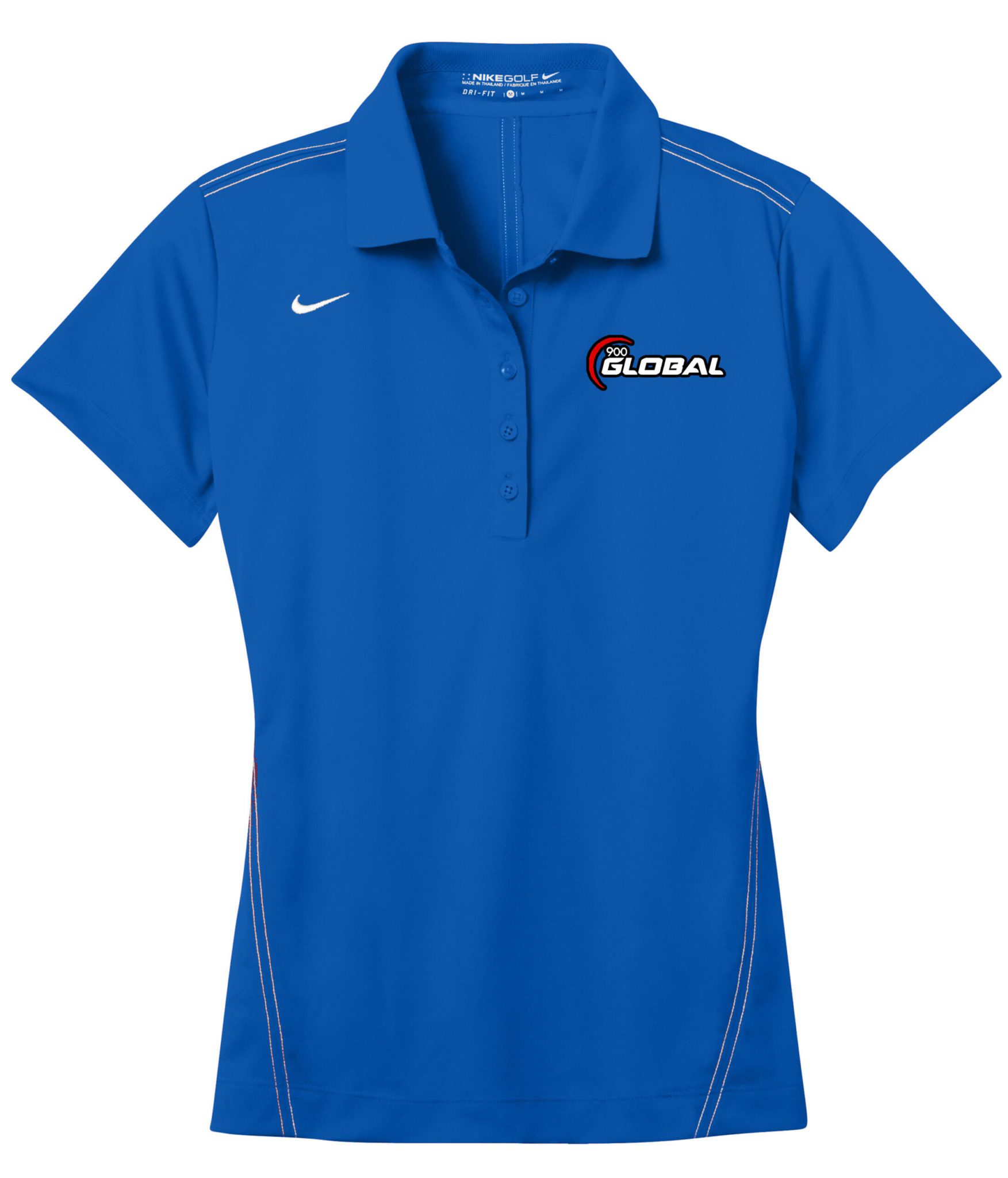 900 Global Sapphire Blue Nike Ladies Coolwick Embroidery Dri-Fit Sport Swoosh Pique Polo
