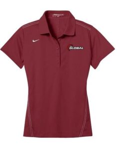 900 Global Team Red Nike Ladies Coolwick Embroidery Dri-Fit Sport Swoosh Pique Polo