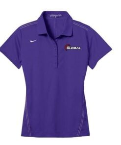 900 Global Purple Nike Ladies Coolwick Embroidery Dri-Fit Sport Swoosh Pique Polo