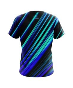 Alternative view of Plain Blue And Green Digital Stripe CoolWick Bowling Jersey