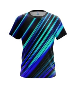 Plain Blue And Green Digital Stripe CoolWick Bowling Jersey