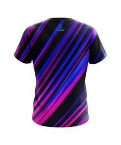 Alternative view of Plain Blue And Pink Digital Stripe CoolWick Bowling Jersey