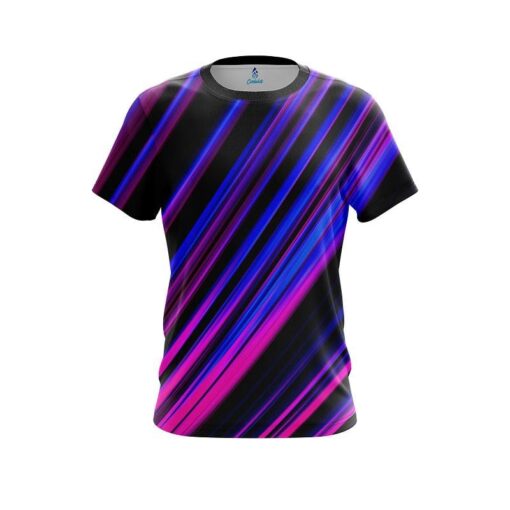 Plain Blue And Pink Digital Stripe CoolWick Bowling Jersey