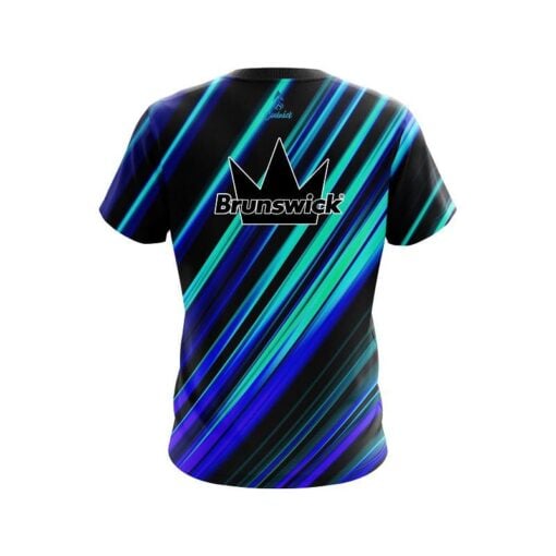 Brunswick Blue And Green Digital Stripe CoolWick Bowling Jersey - Image 2