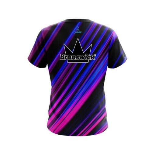 Brunswick Blue And Pink Digital Stripe CoolWick Bowling Jersey - Image 2