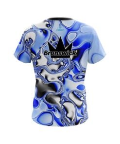 Alternative view of Brunswick Blue And White Liquid Canvas CoolWick Bowling Jersey