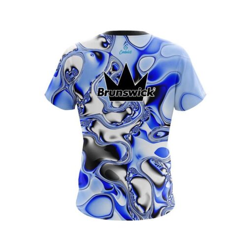 Brunswick Blue And White Liquid Canvas CoolWick Bowling Jersey - Image 2