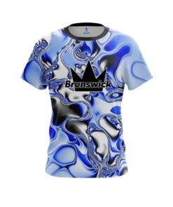 Brunswick Blue And White Liquid Canvas CoolWick Bowling Jersey
