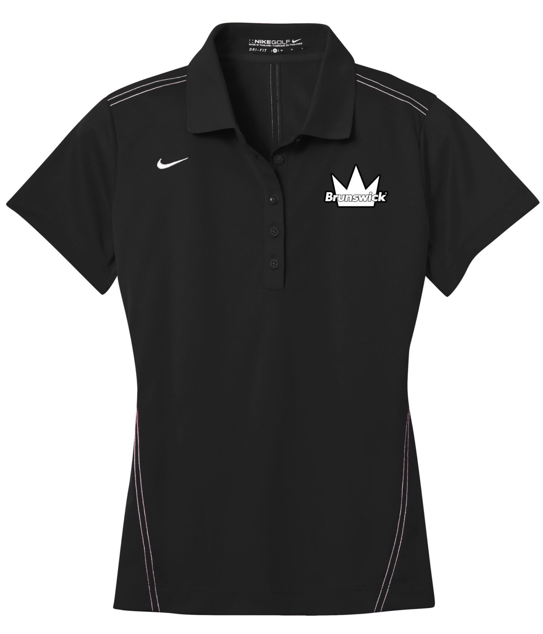 Brunswick Flat Black Nike Ladies Coolwick Embroidery Dri-Fit Sport Swoosh Pique Polo