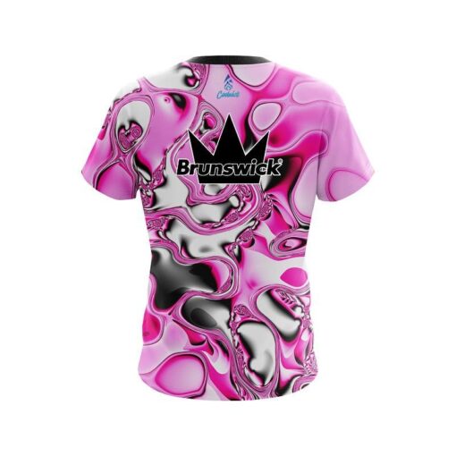 Brunswick Pink And White Liquid Canvas CoolWick Bowling Jersey - Image 2