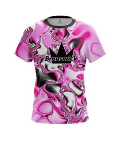 Brunswick Pink And White Liquid Canvas CoolWick Bowling Jersey