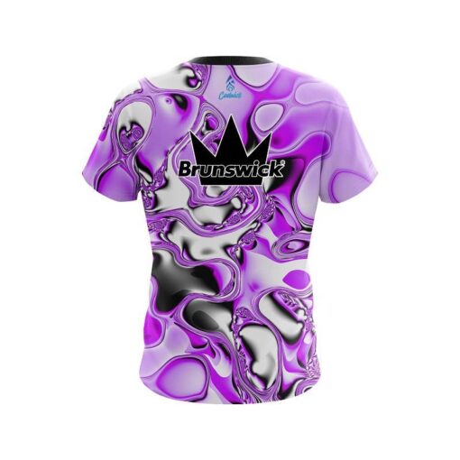 Brunswick Purple And White Liquid Canvas CoolWick Bowling Jersey - Image 2