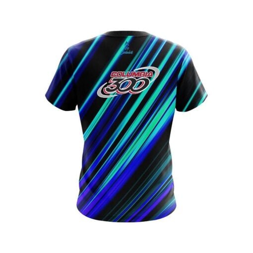 Columbia 300 Blue And Green Digital Stripe CoolWick Bowling Jersey - Image 2