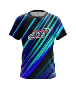 Columbia 300 Blue And Green Digital Stripe CoolWick Bowling Jersey