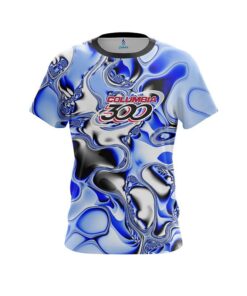 Columbia 300 Blue And White Liquid Canvas CoolWick Bowling Jersey