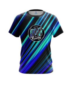 DV8 Blue And Green Digital Stripe CoolWick Bowling Jersey