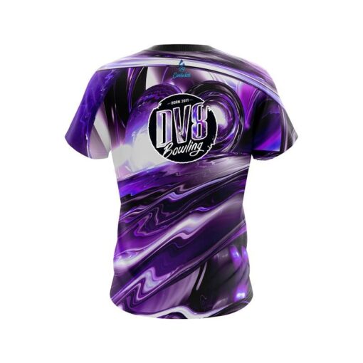 DV8 Purple Futuristic Plasma Waves CoolWick Bowling Jersey - Image 2