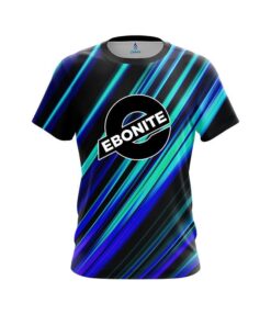 Ebonite Blue And Green Digital Stripe CoolWick Bowling Jersey