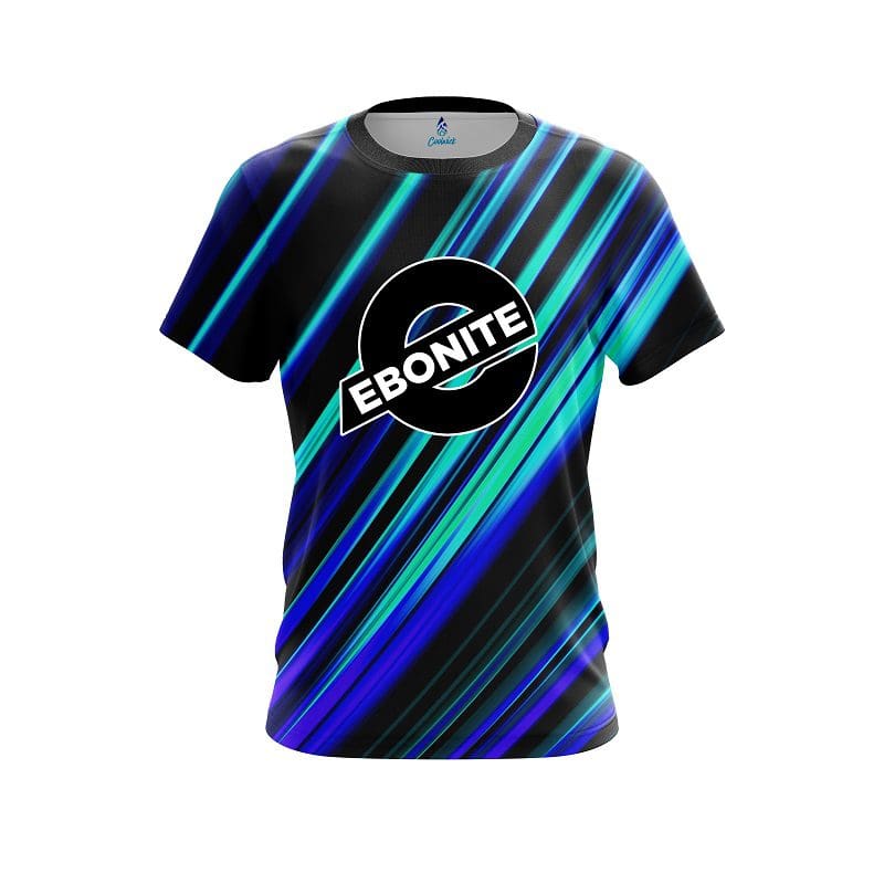 Ebonite Blue And Green Digital Stripe CoolWick Bowling Jersey