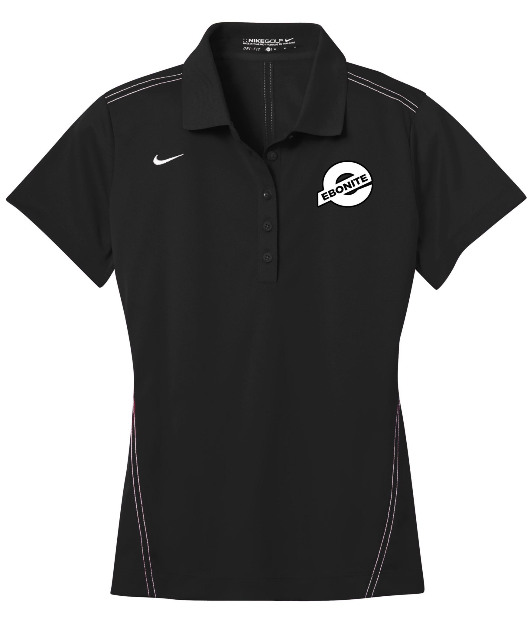 Ebonite Flat Black Nike Ladies Coolwick Embroidery Dri-Fit Sport Swoosh Pique Polo