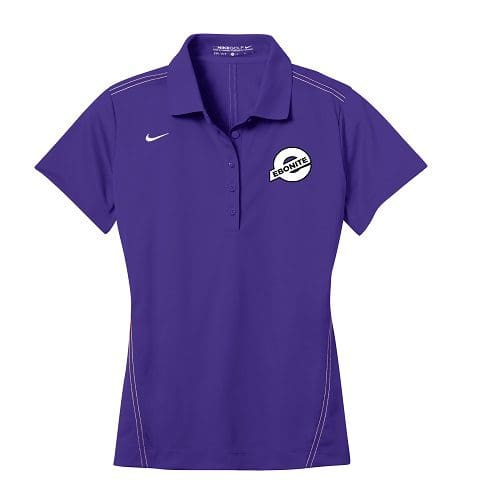 Ebonite Purple Nike Ladies Coolwick Embroidery Dri-Fit Sport Swoosh Pique Polo