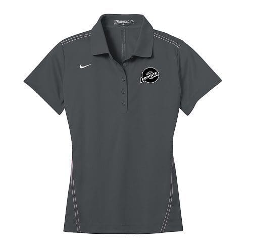 Ebonite Flint Grey Nike Ladies Coolwick Embroidery Dri-Fit Sport Swoosh Pique Polo