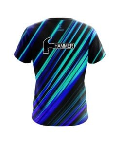 Alternative view of Hammer Blue And Green Digital Stripe CoolWick Bowling Jersey