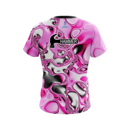 Hammer Pink And White Liquid Canvas CoolWick Bowling Jersey - Image 2