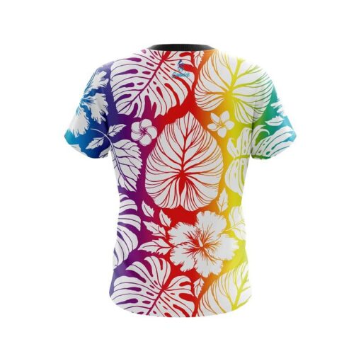 Plain Hawaiian Tropical Leafs CoolWick Bowling Jersey - Image 2
