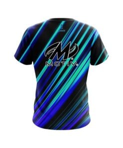 Alternative view of Motiv Blue And Green Digital Stripe CoolWick Bowling Jersey