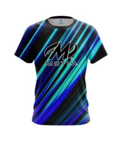 Motiv Blue And Green Digital Stripe CoolWick Bowling Jersey