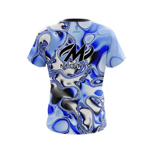 Motiv Blue And White Liquid Canvas CoolWick Bowling Jersey - Image 2