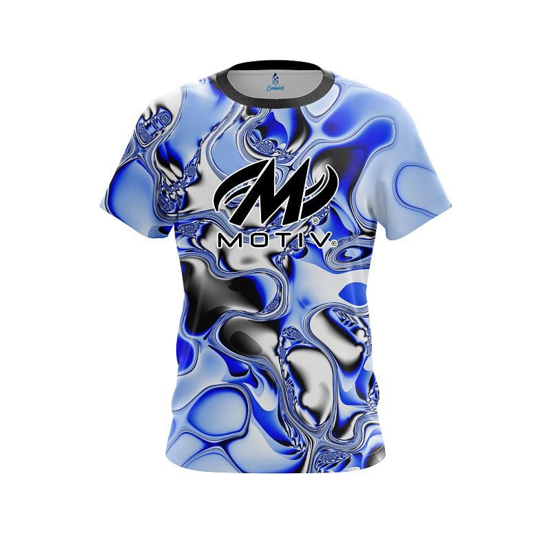 Motiv Blue And White Liquid Canvas CoolWick Bowling Jersey