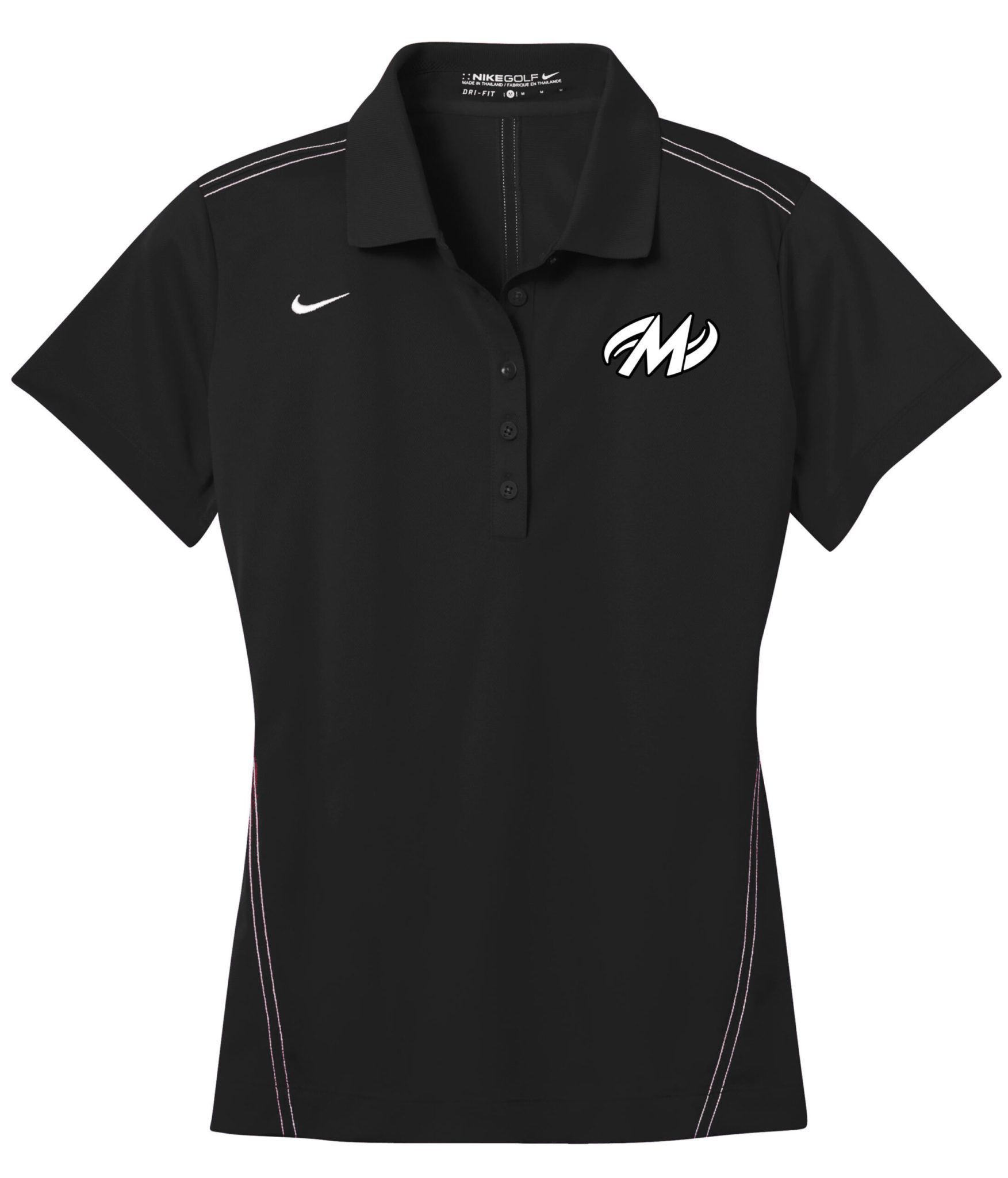 Motiv Flat Black Nike Ladies Coolwick Embroidery Dri-Fit Sport Swoosh Pique Polo