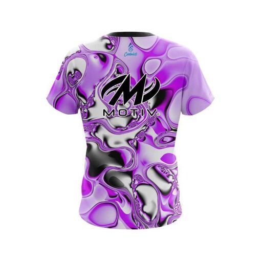 Motiv Purple And White Liquid Canvas CoolWick Bowling Jersey - Image 2