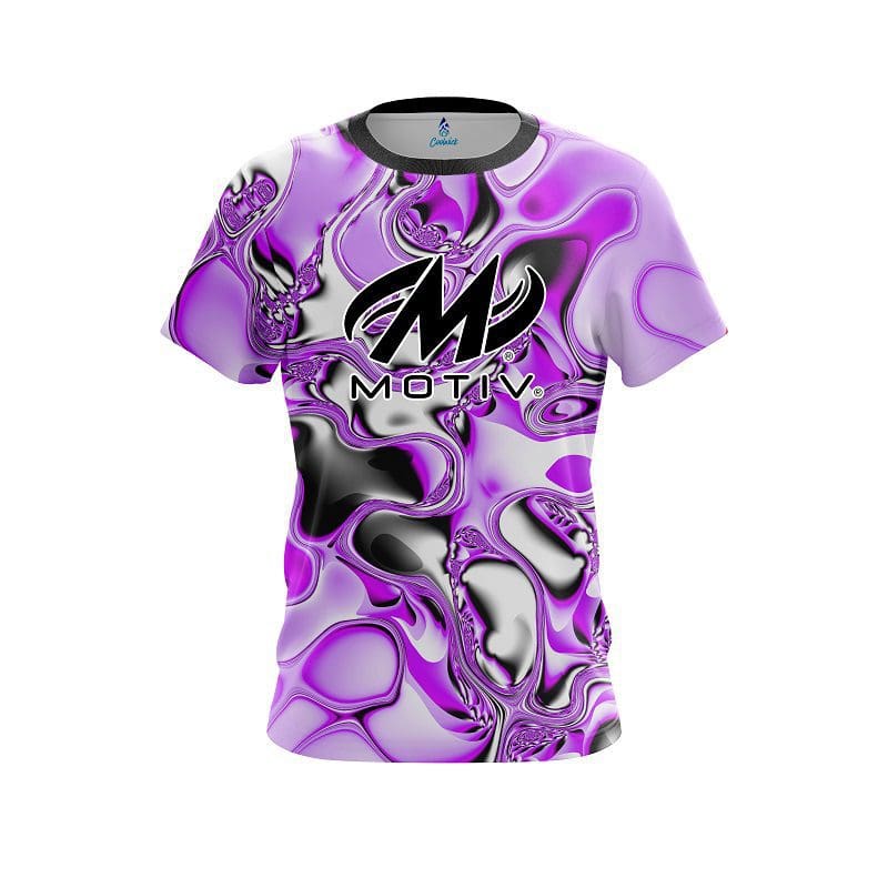 Motiv Purple And White Liquid Canvas CoolWick Bowling Jersey