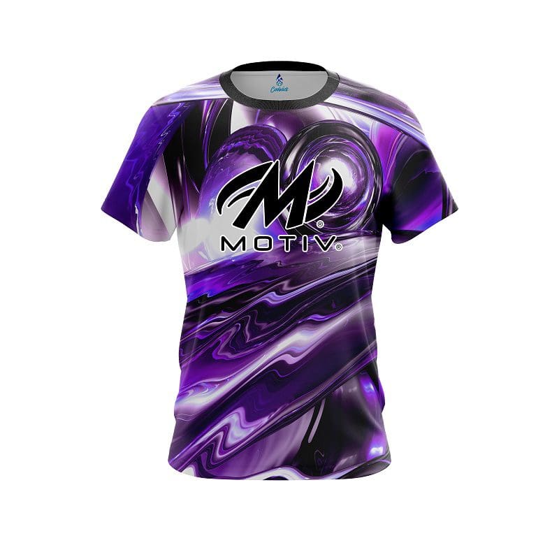 Motiv Purple Futuristic Plasma Waves CoolWick Bowling Jersey