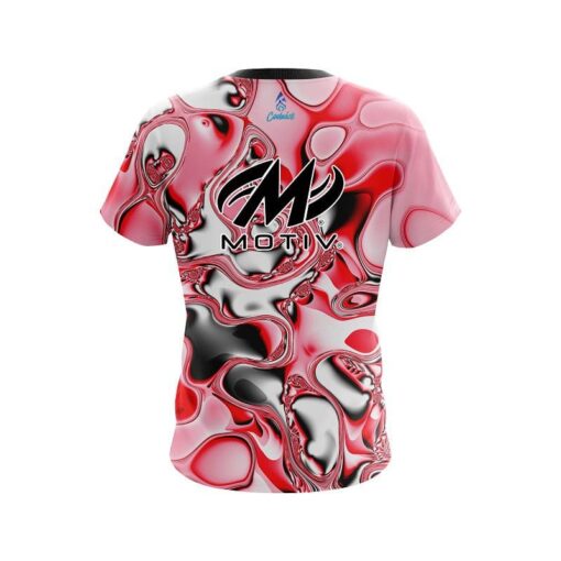 Motiv Red And White Liquid Canvas CoolWick Bowling Jersey - Image 2