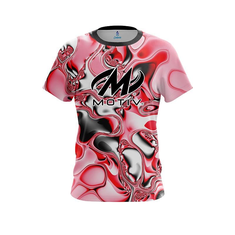 Motiv Red And White Liquid Canvas CoolWick Bowling Jersey