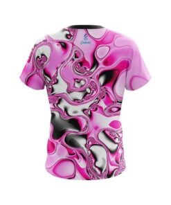 Alternative view of Plain Pink And White Liquid Canvas CoolWick Bowling Jersey
