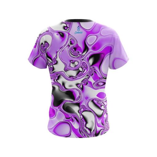 Plain Purple And White Liquid Canvas CoolWick Bowling Jersey - Image 2