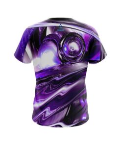 Alternative view of Plain Purple Futuristic Plasma Waves CoolWick Bowling Jersey