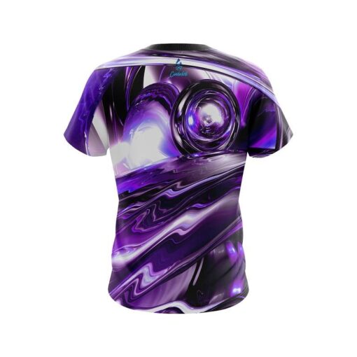 Plain Purple Futuristic Plasma Waves CoolWick Bowling Jersey - Image 2