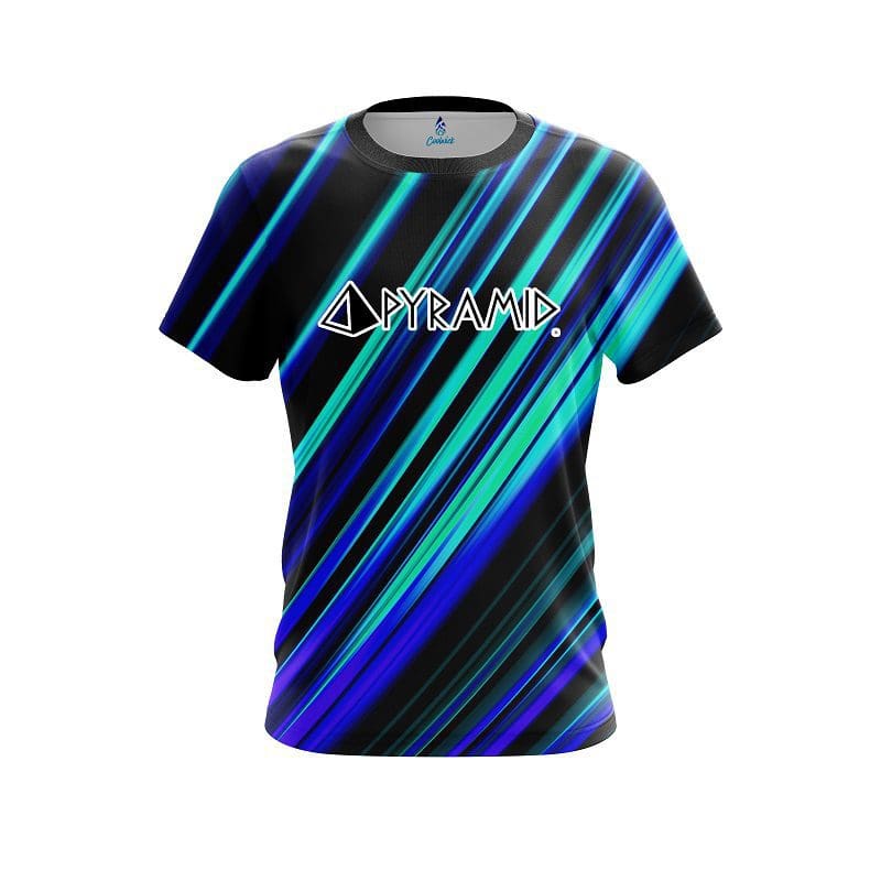 Pyramid Blue And Green Digital Stripe CoolWick Bowling Jersey