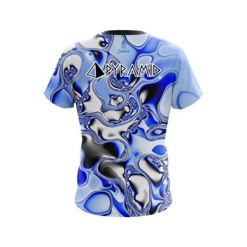 Pyramid Blue And White Liquid Canvas CoolWick Bowling Jersey - Image 2